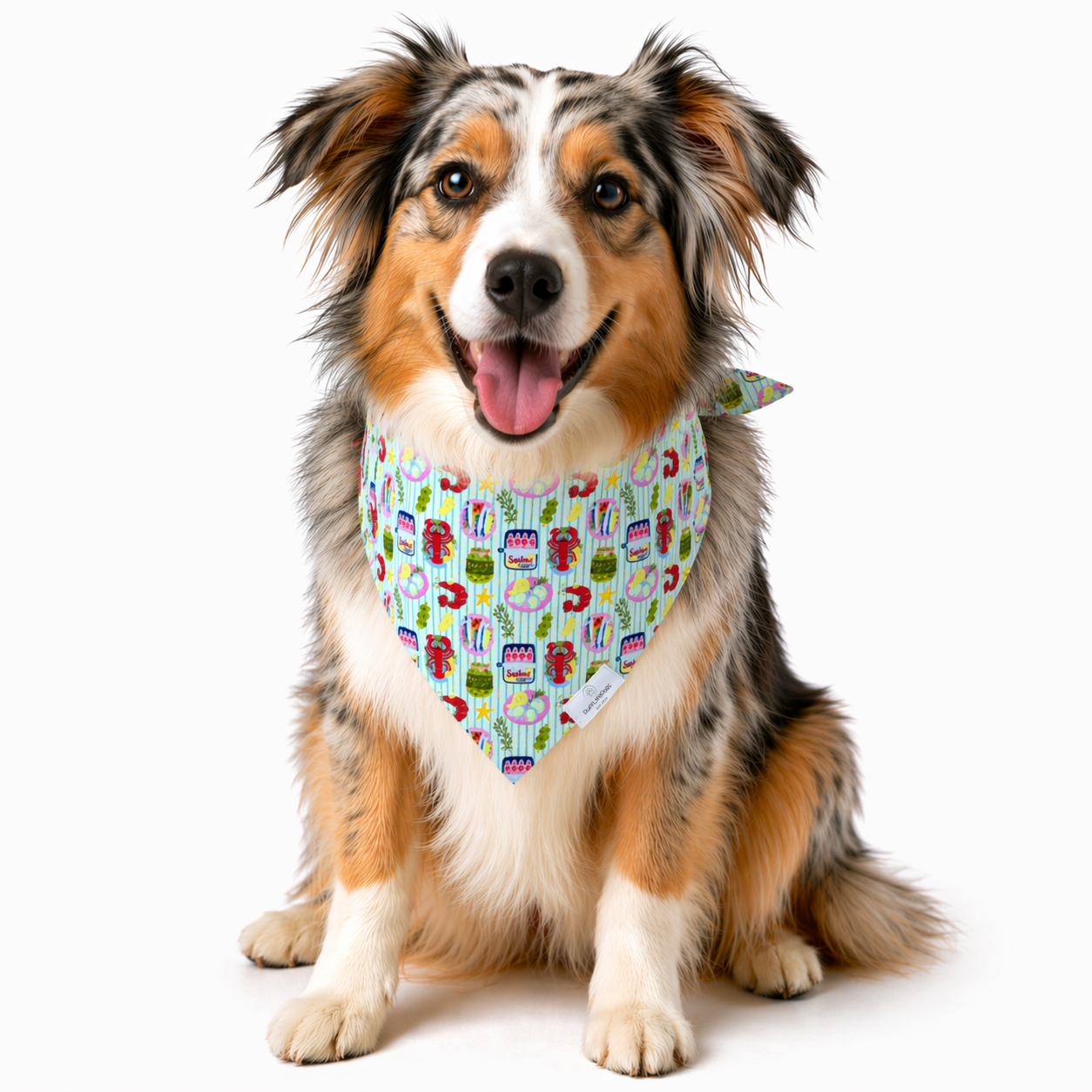 Lobster, Shrimp, Sardines Dog Bandana: S/M