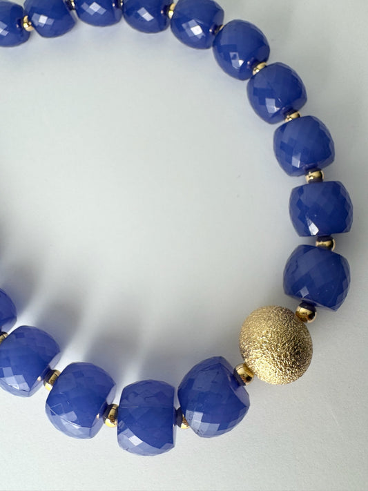 Blue and Gold Beaded Necklace