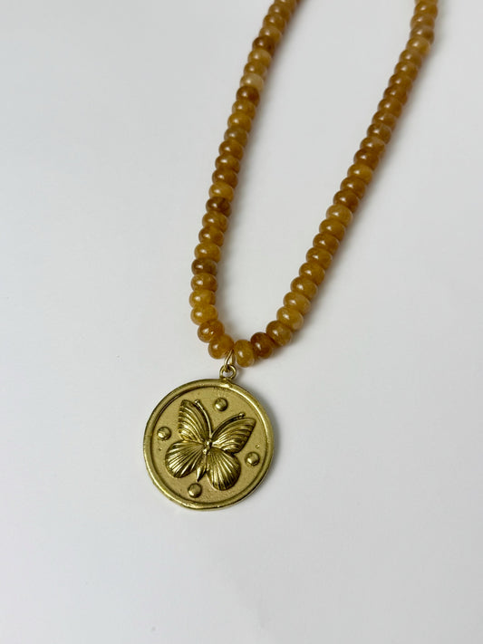 Brown Butterfly Charm Necklace