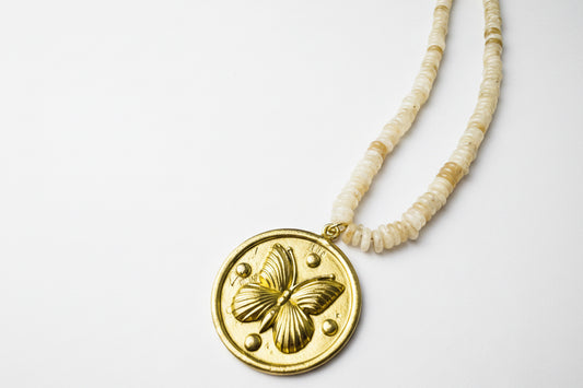 Tan Butterfly Necklace