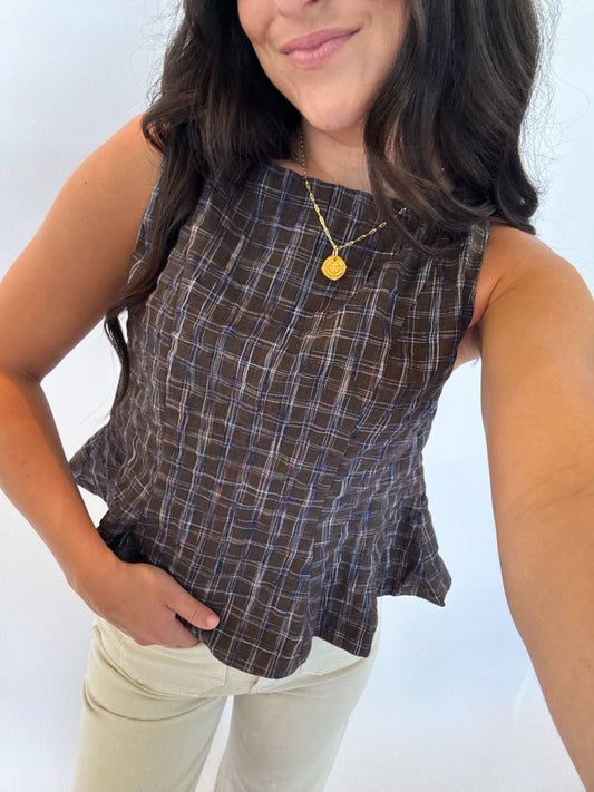 THE PLAID PEPLUM TOP