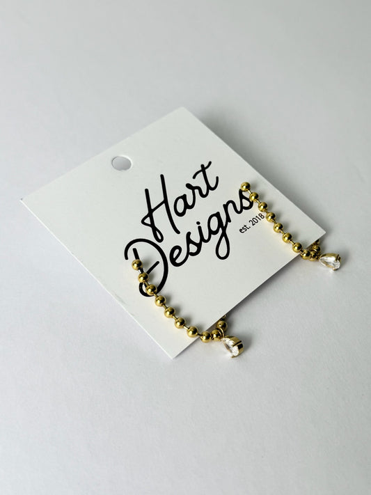 Gold Beaded Diamond Dangle Earrings