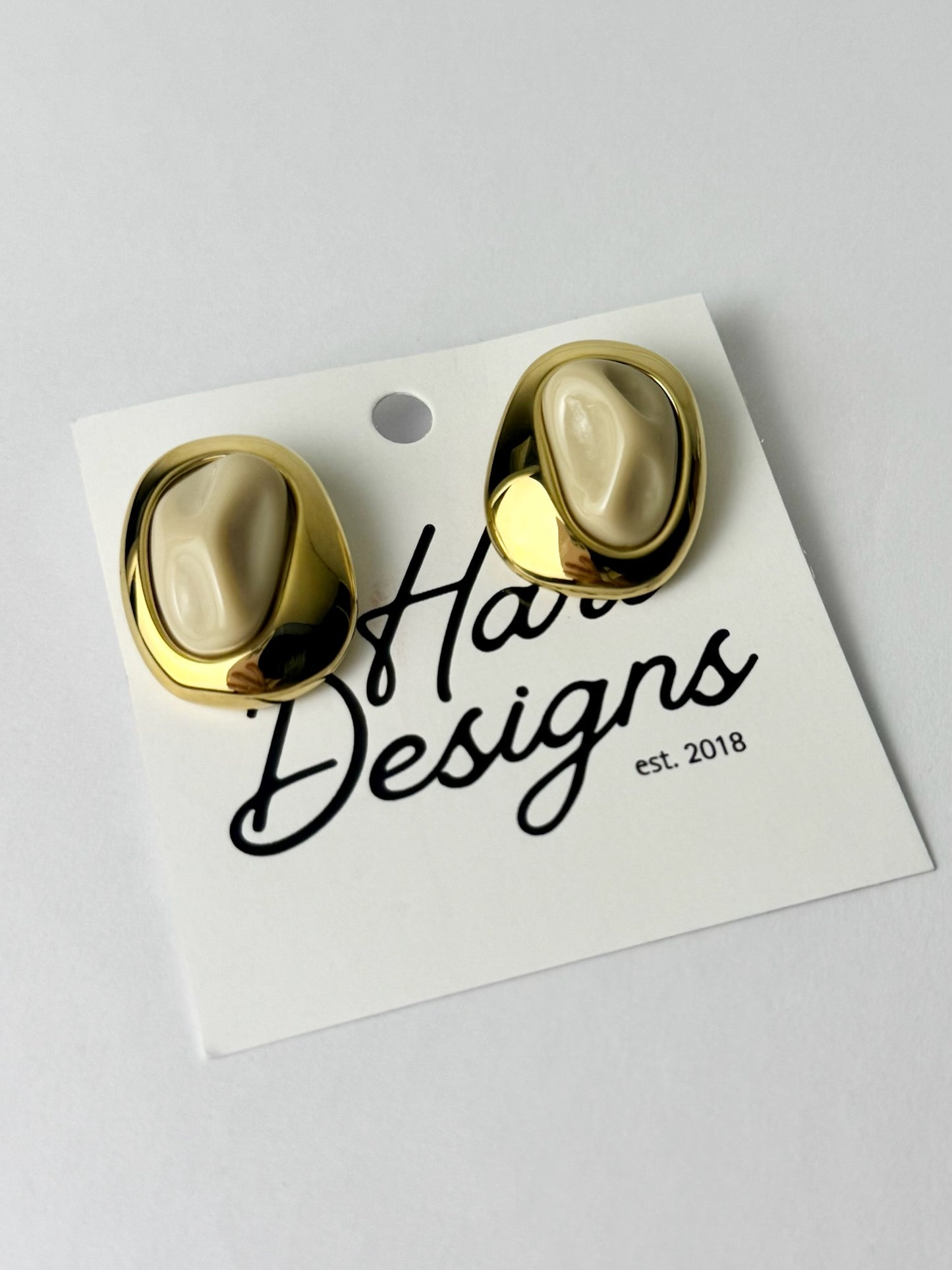 Tan Gem Statement Earrings
