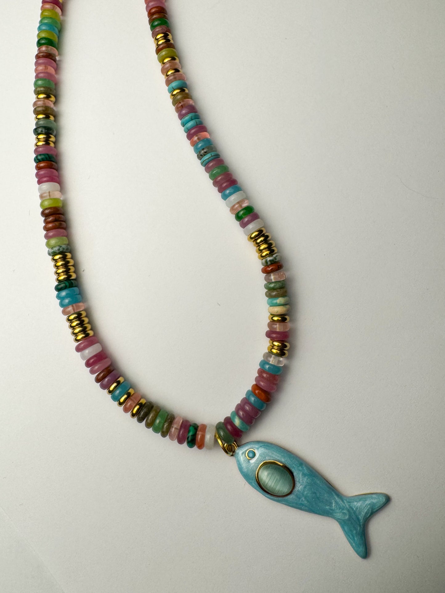 Multi Color Blue Fish Necklace