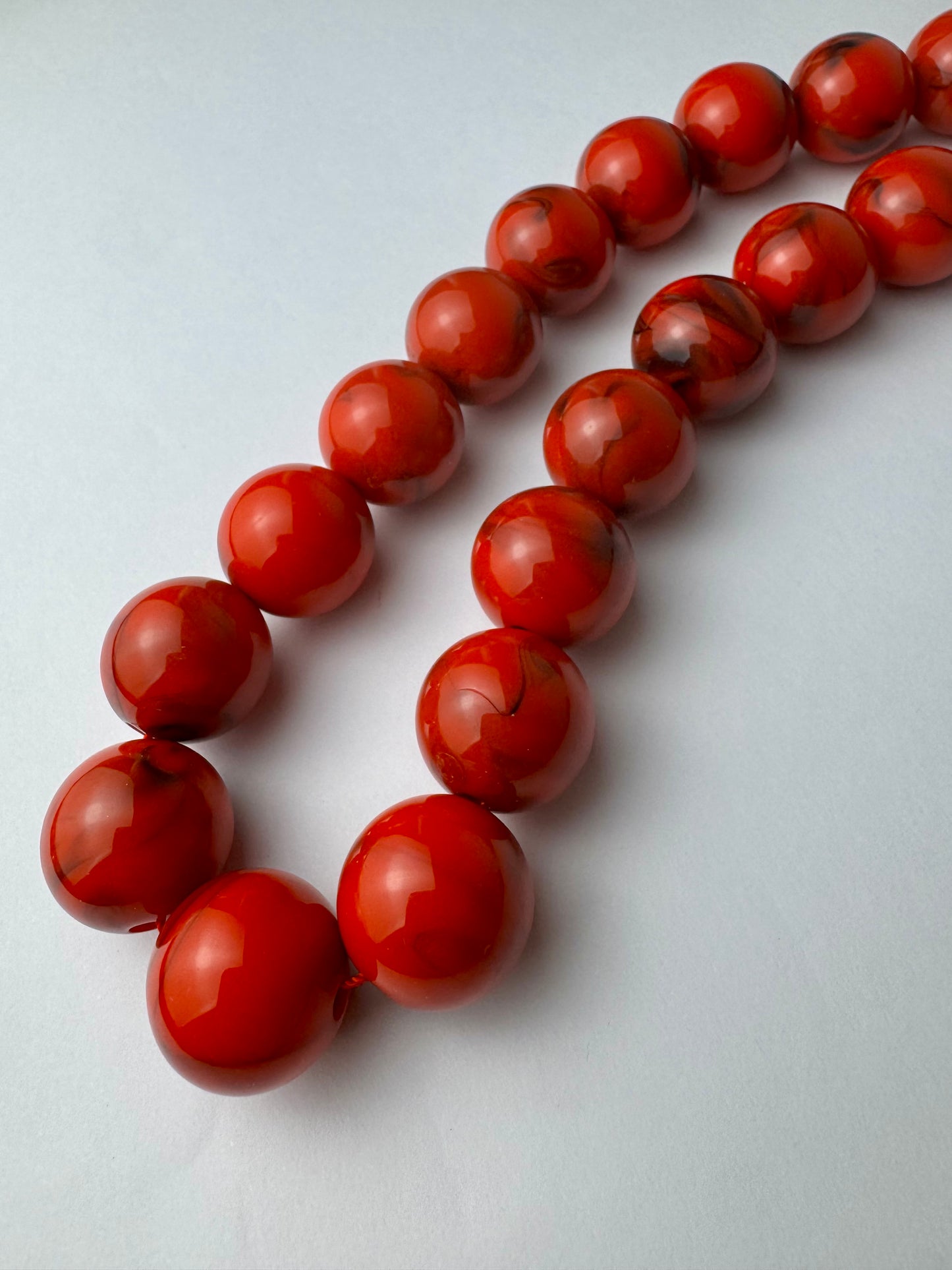 Red & Black Marble Beaded Necklace