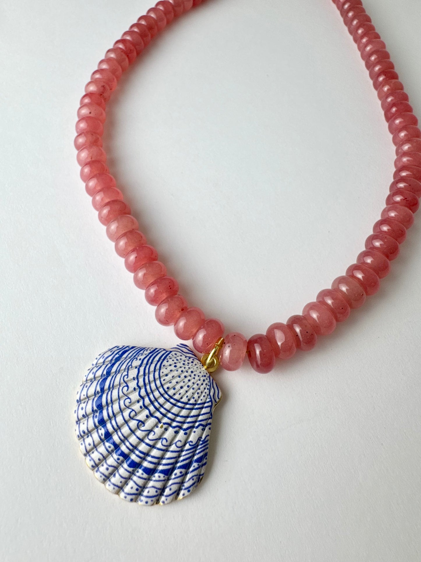 Pink Beaded Seashell Necklace