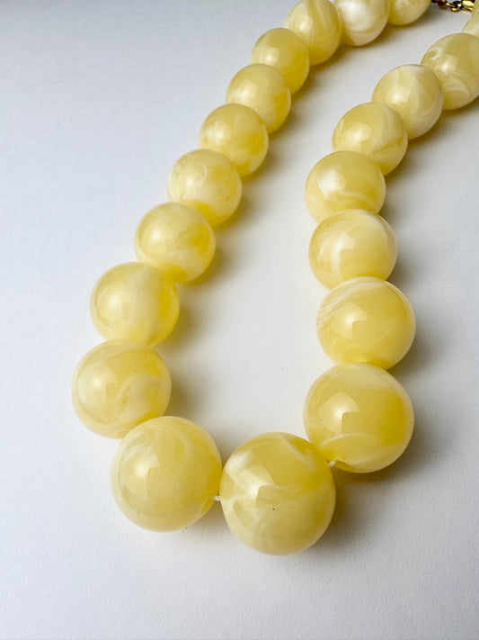 Yellow Marble Beaded Necklace