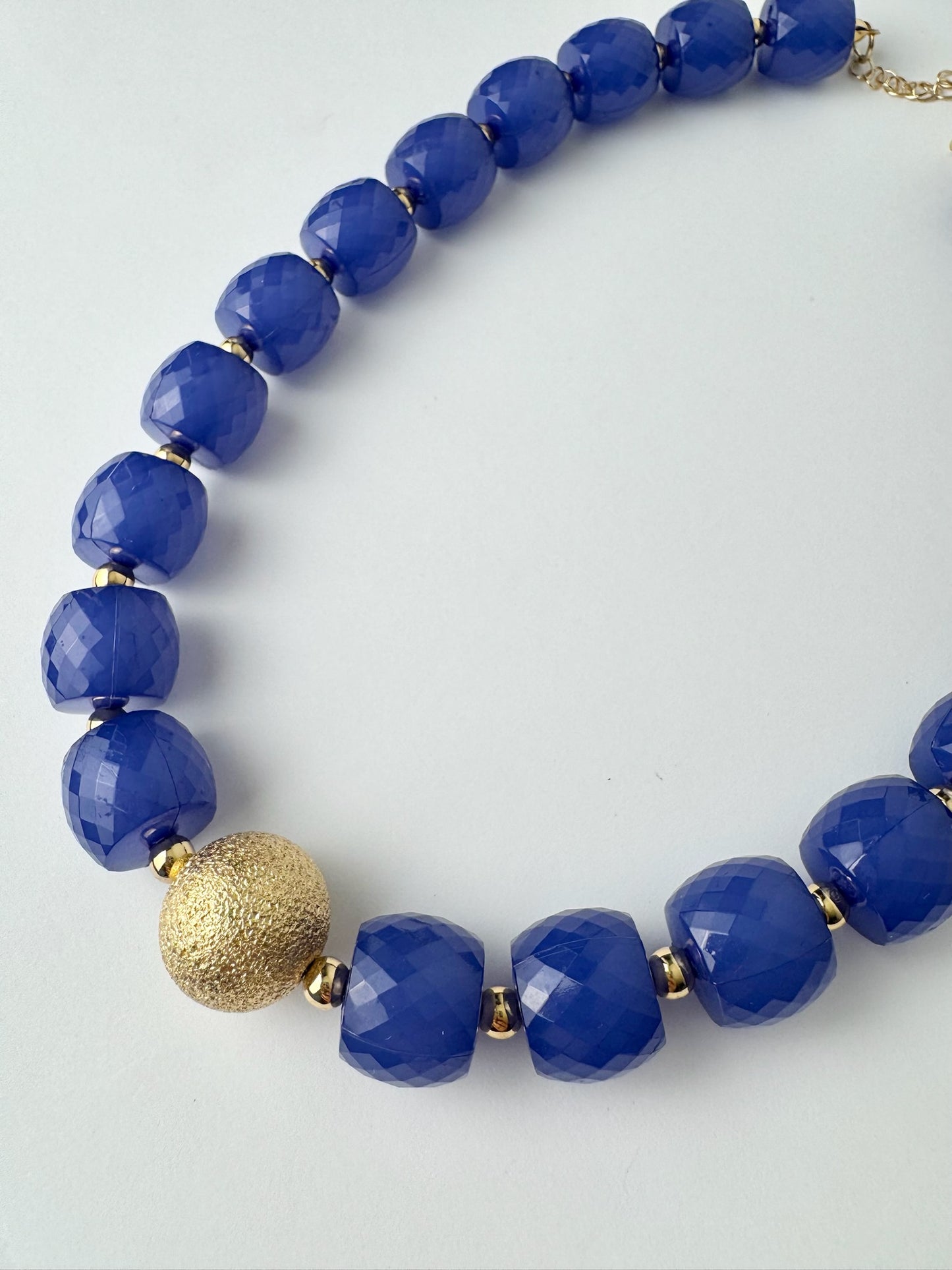 Blue and Gold Beaded Necklace