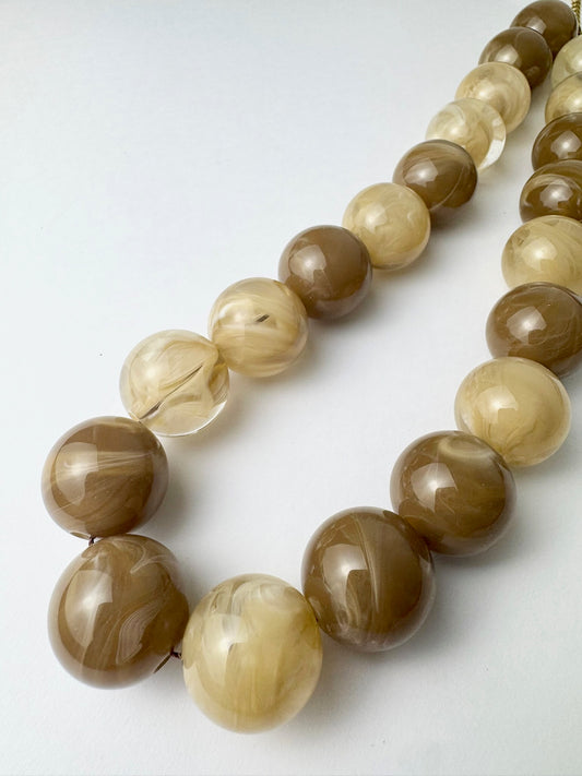 Brown and Tan Round Bead Necklace