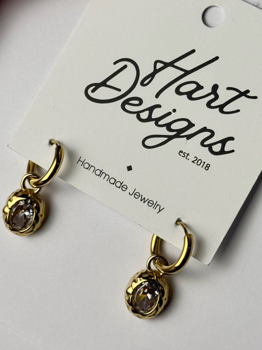 Diamond Huggie Dangle Earrings