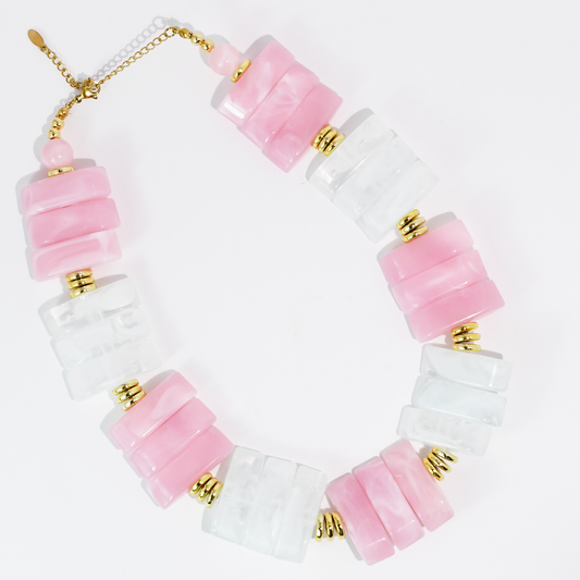 Glow Stone Pink/Clear Necklace