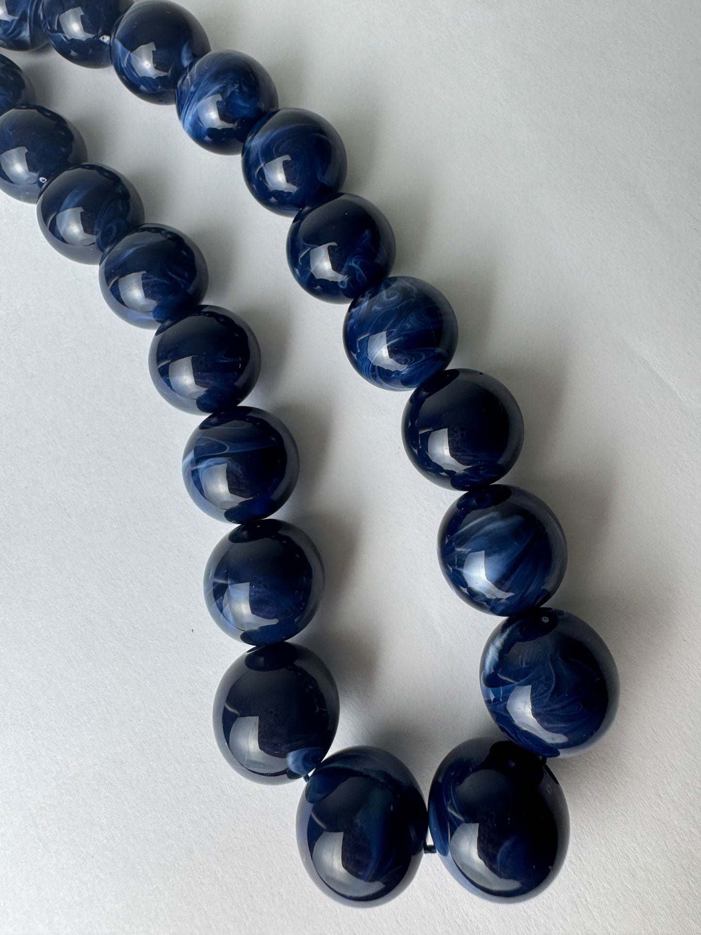 Navy Circle Beaded Chunky Necklace