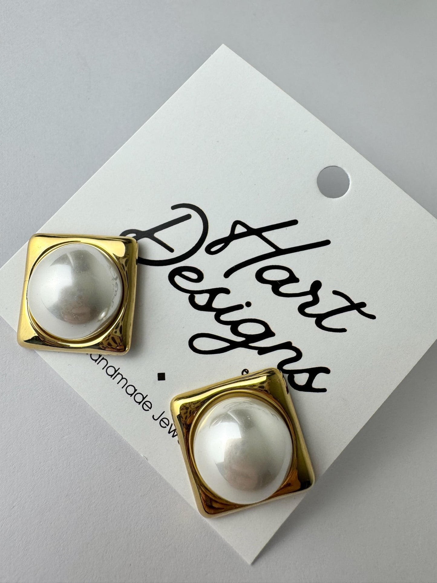 Square Pearl Stud Earrings