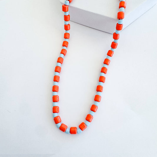 Sprinkle Orange Turquoise Necklace