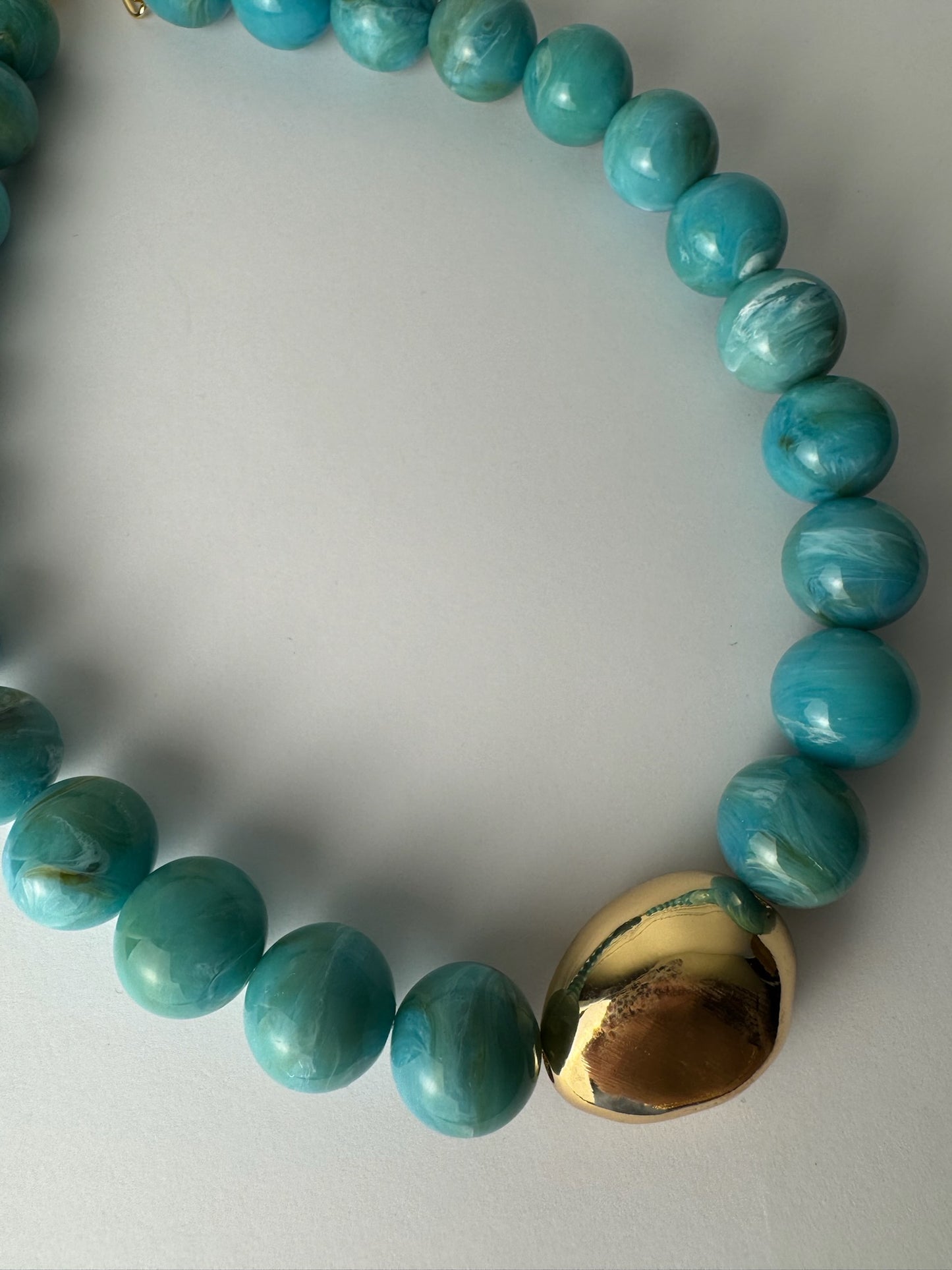 Turquoise and Gold Beaded Necklace