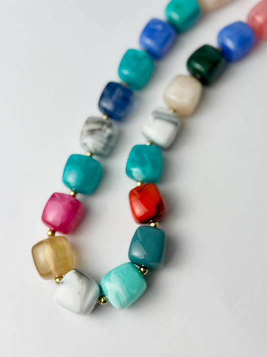 Multi Square Beaded Necklace