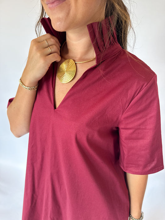 THE KENSIE DRESS - BURGUNDY