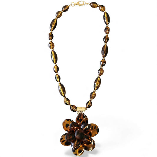 Tortoise Shell Flower Necklace