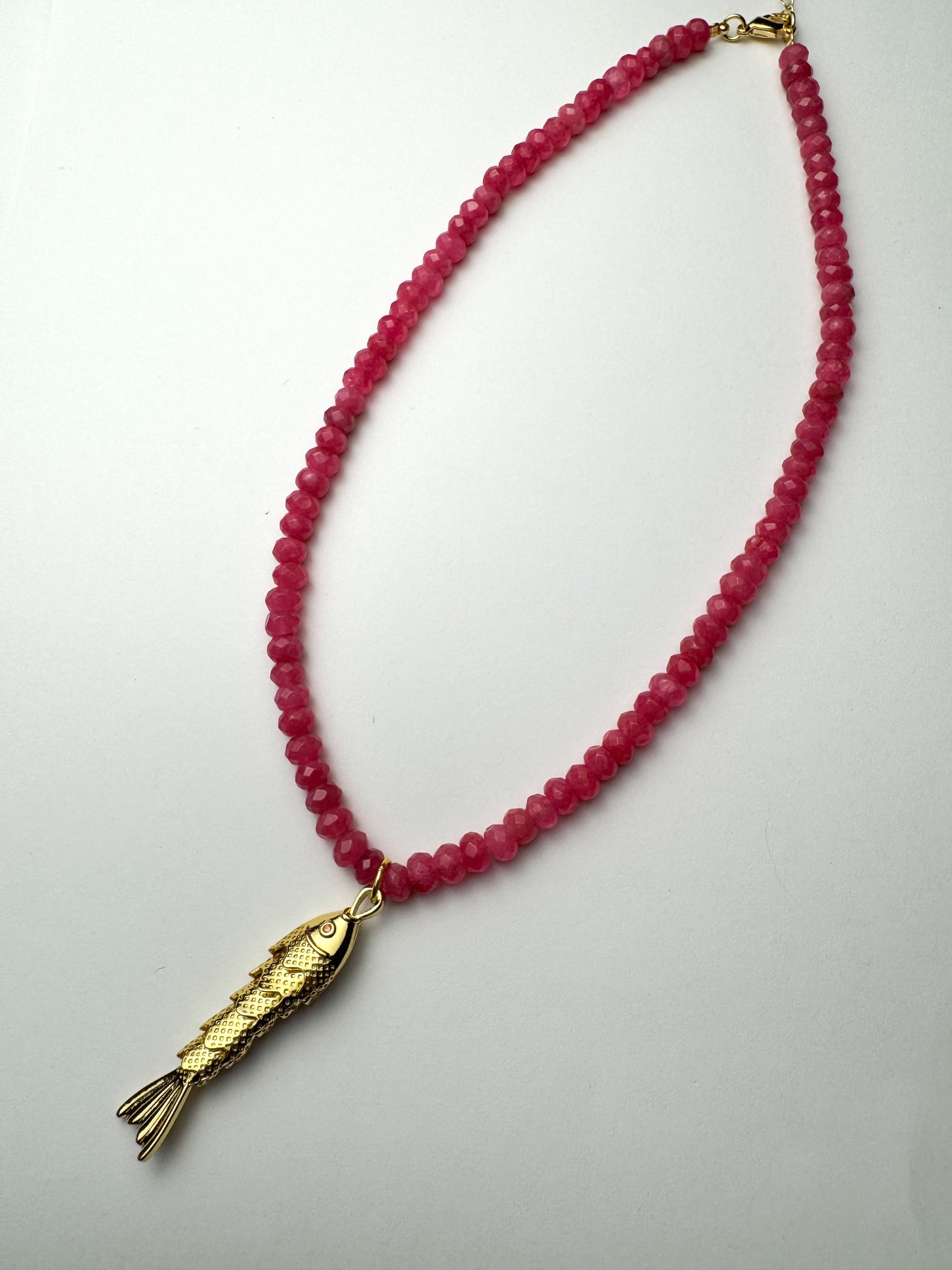 Pink Beaded Fish Necklace