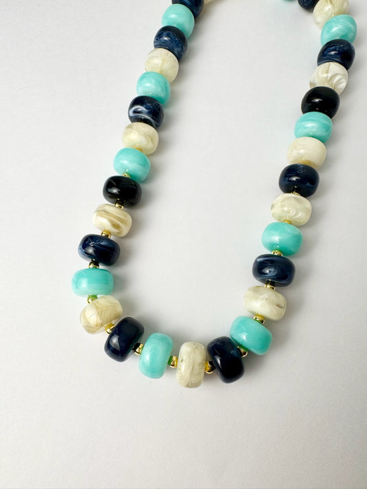 Blue Multi Small Beaded Necklace