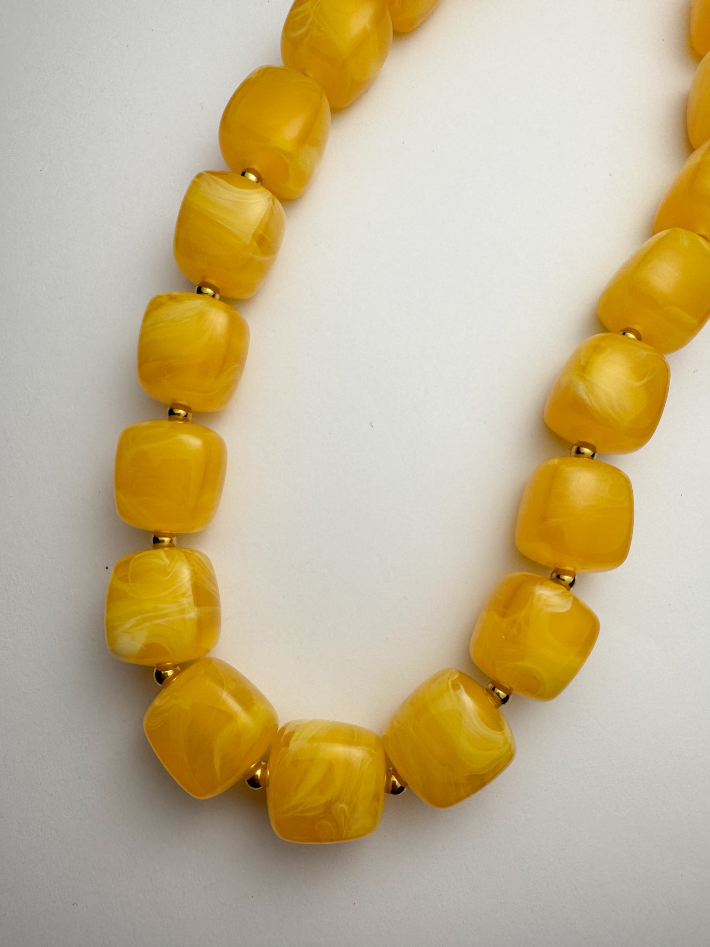 Yellow Square Beaded Necklace