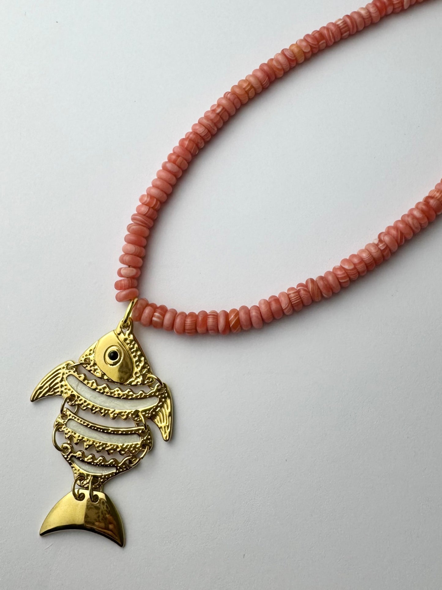 Pink Beaded Fish Necklace