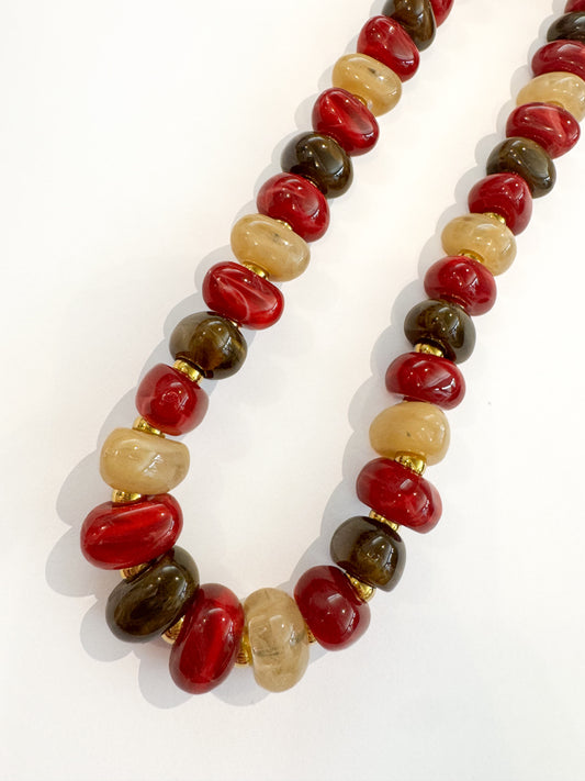 Burgundy Multi Small Beaded Necklace