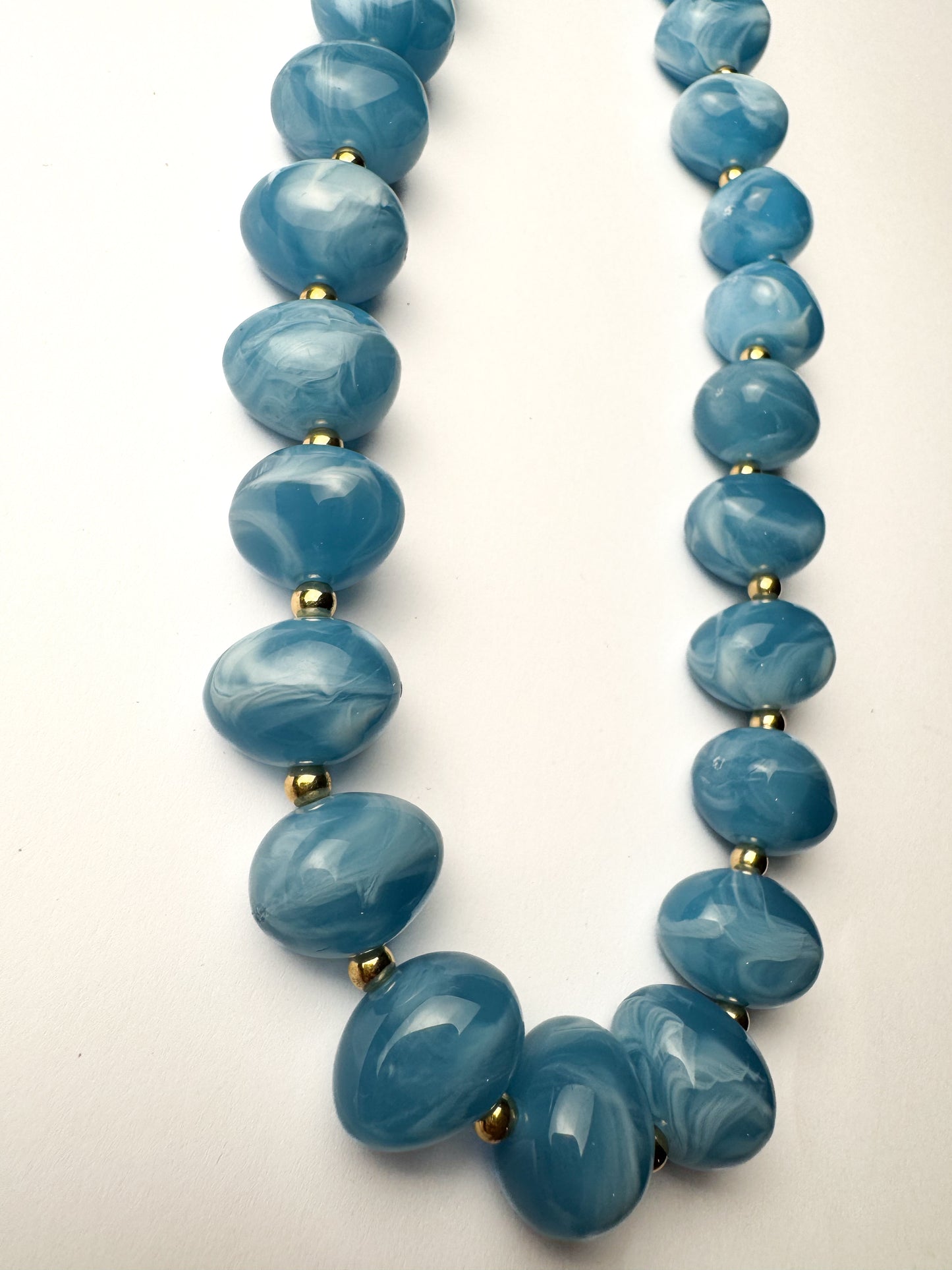 Blue Round Bead Necklace