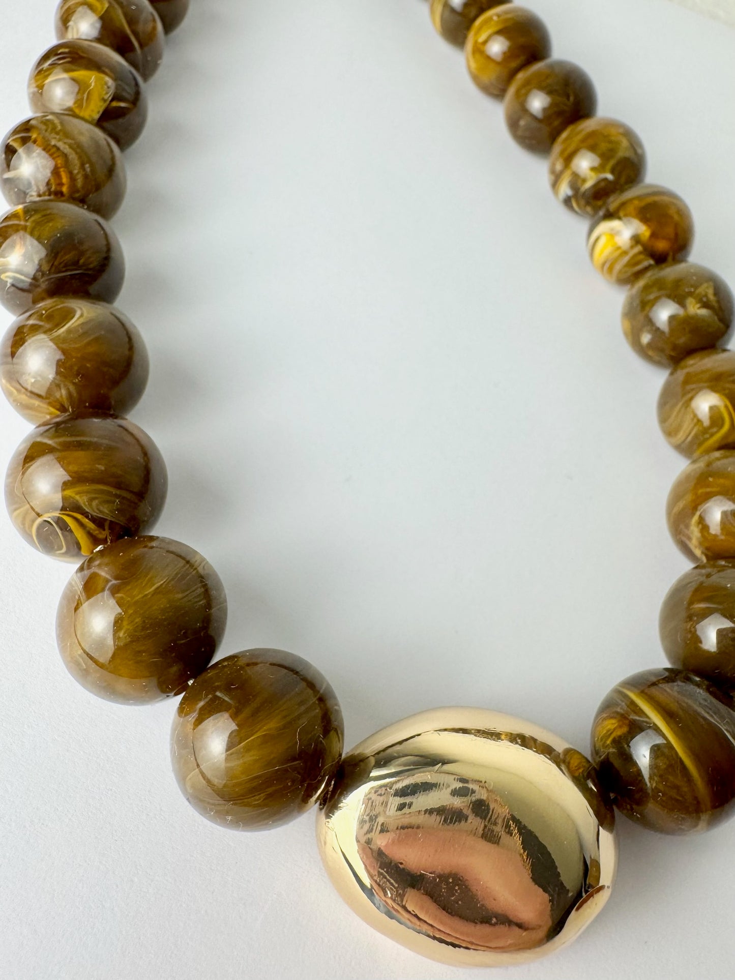 Brown and Gold Beaded Necklace