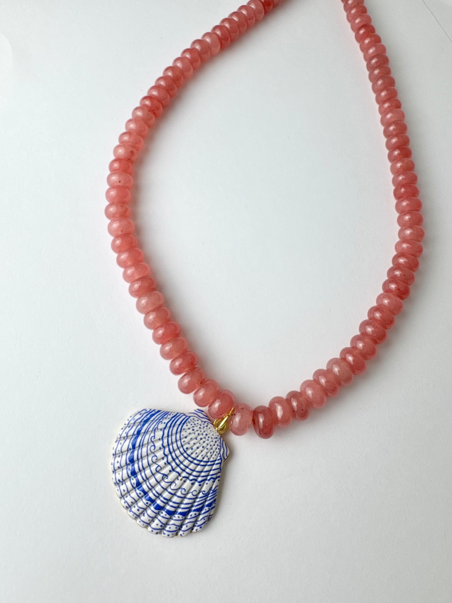Pink Beaded Seashell Necklace