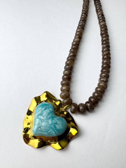 Blue Heart Charm Necklace