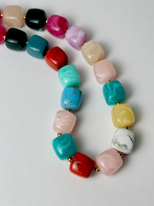 Multi Square Beaded Necklace