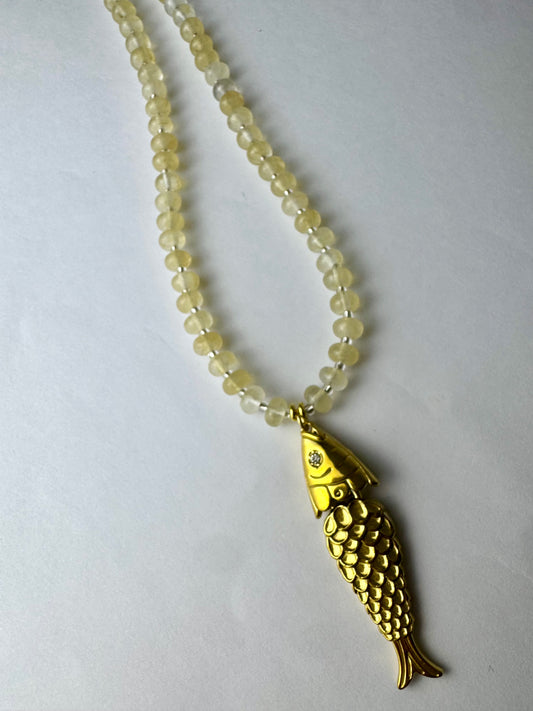 Tan & Gold Fish Necklace