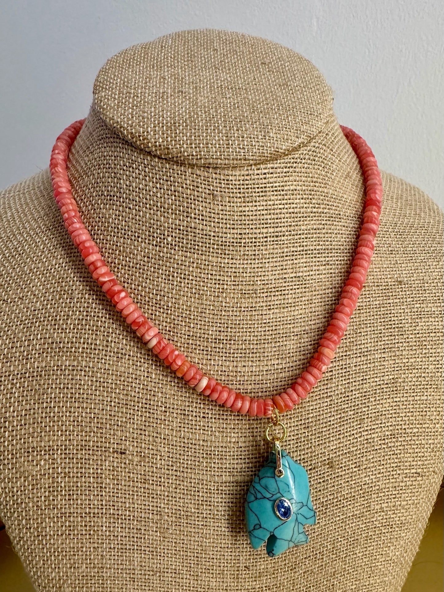 Coral Beaded Fish Necklace