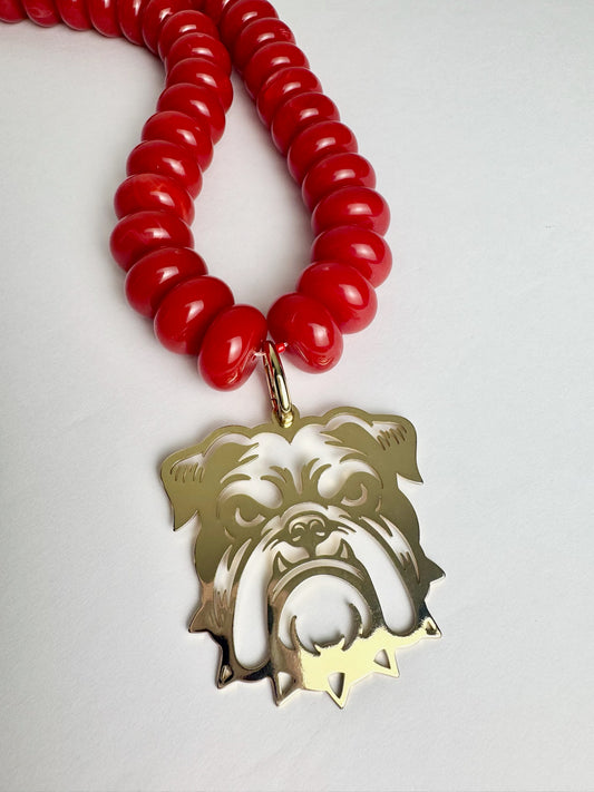 Red Bulldog Charm Necklace