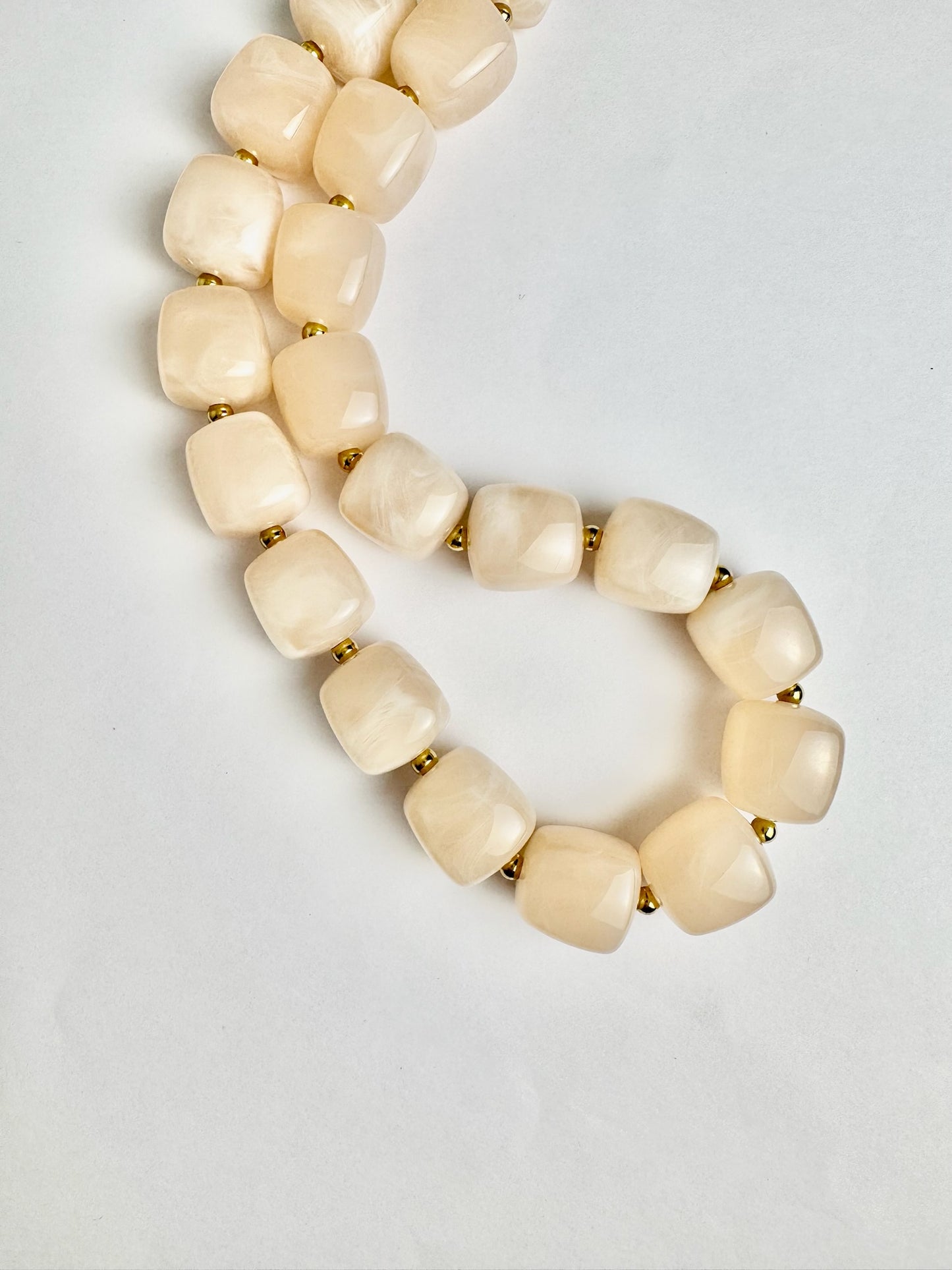 Crème Square Beaded Necklace