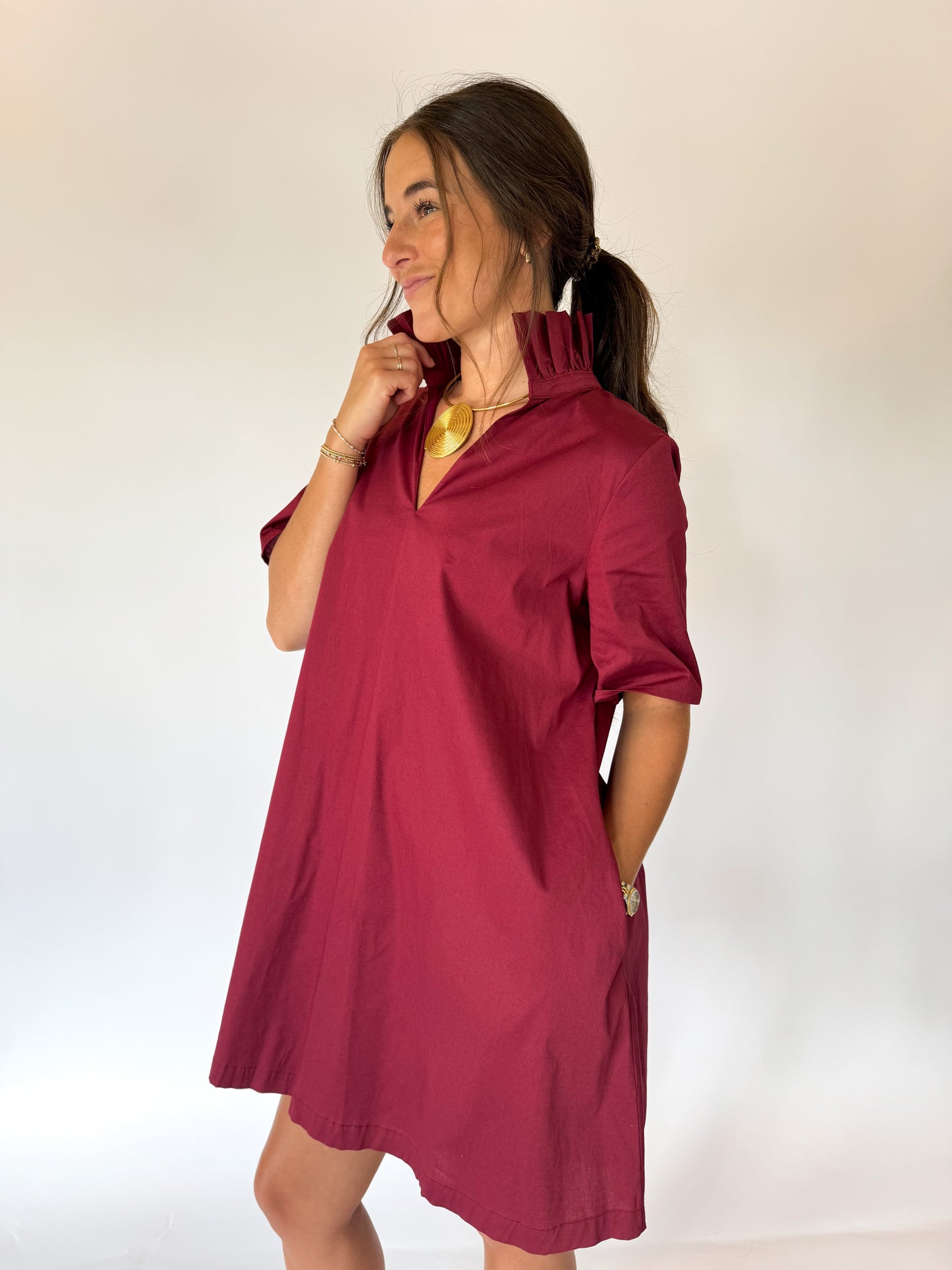 THE KENSIE DRESS - BURGUNDY