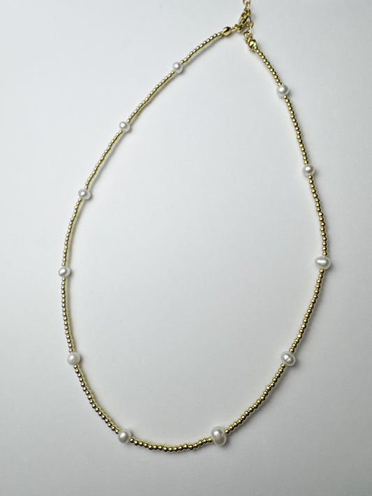 Pearl Gold Beaded Waterproof Necklace