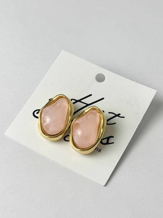 Pink Gem Statement Earrings