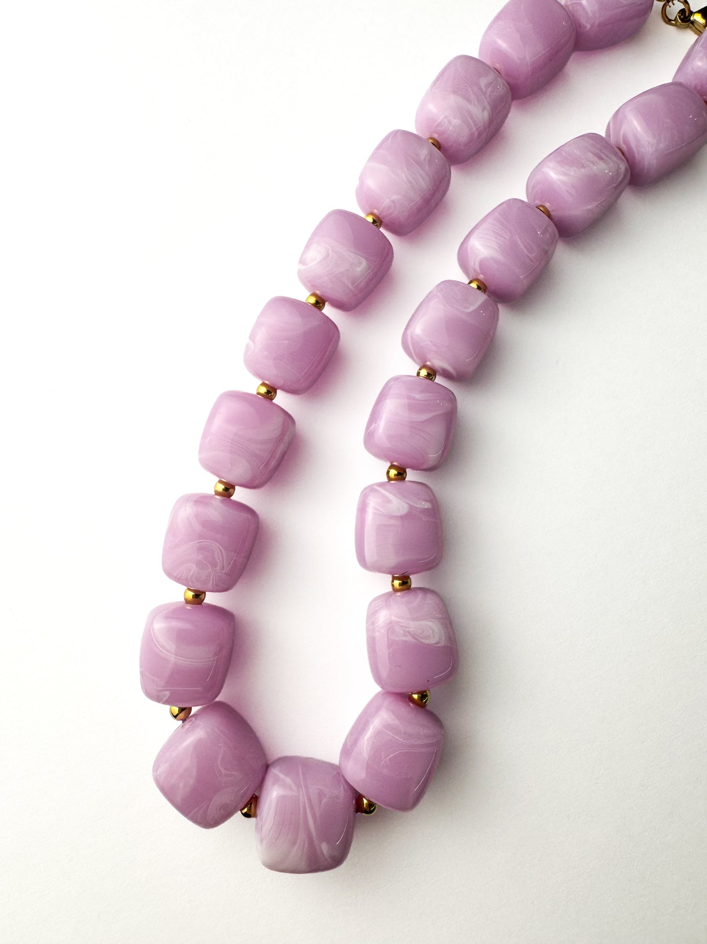 Purple Square Beaded Necklace