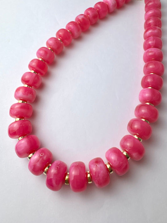 Hot Pink Small Beaded Necklace