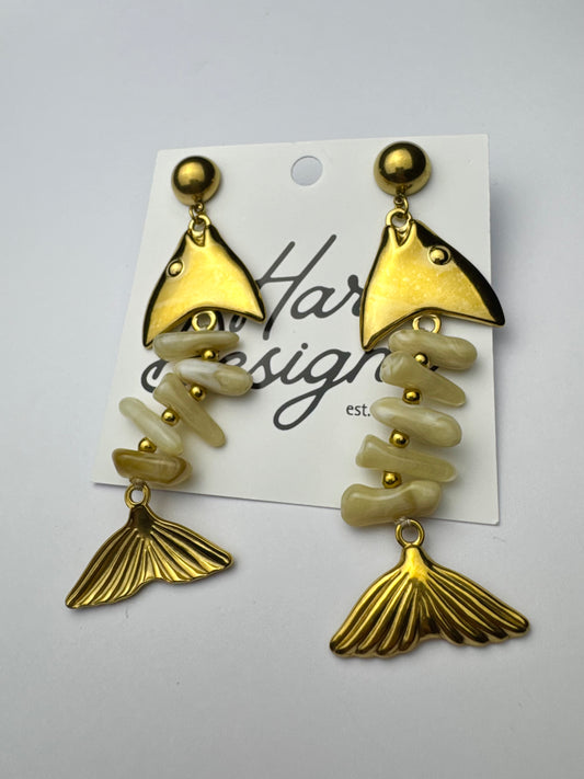 Tan Fish Earrings