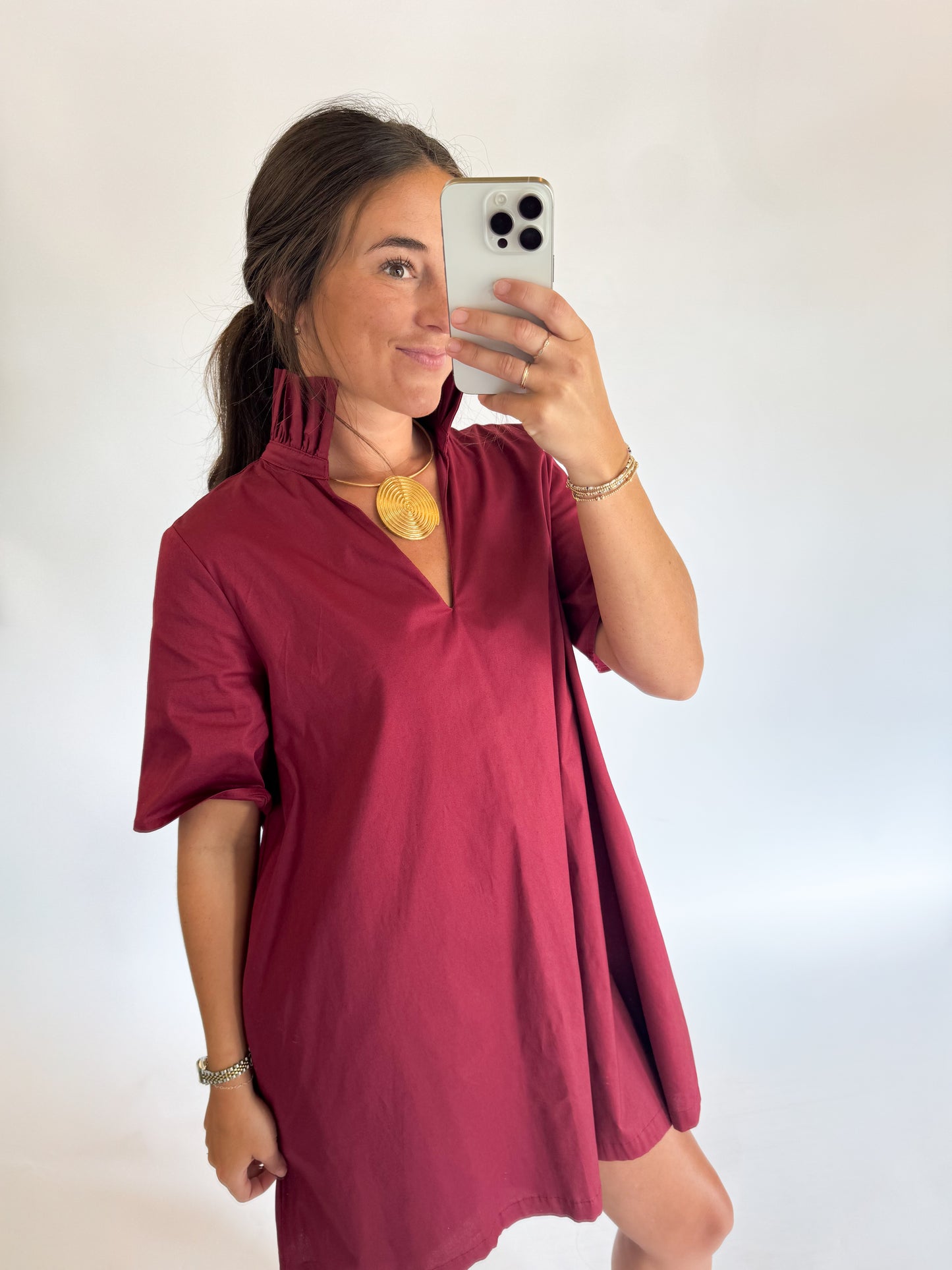 THE KENSIE DRESS - BURGUNDY