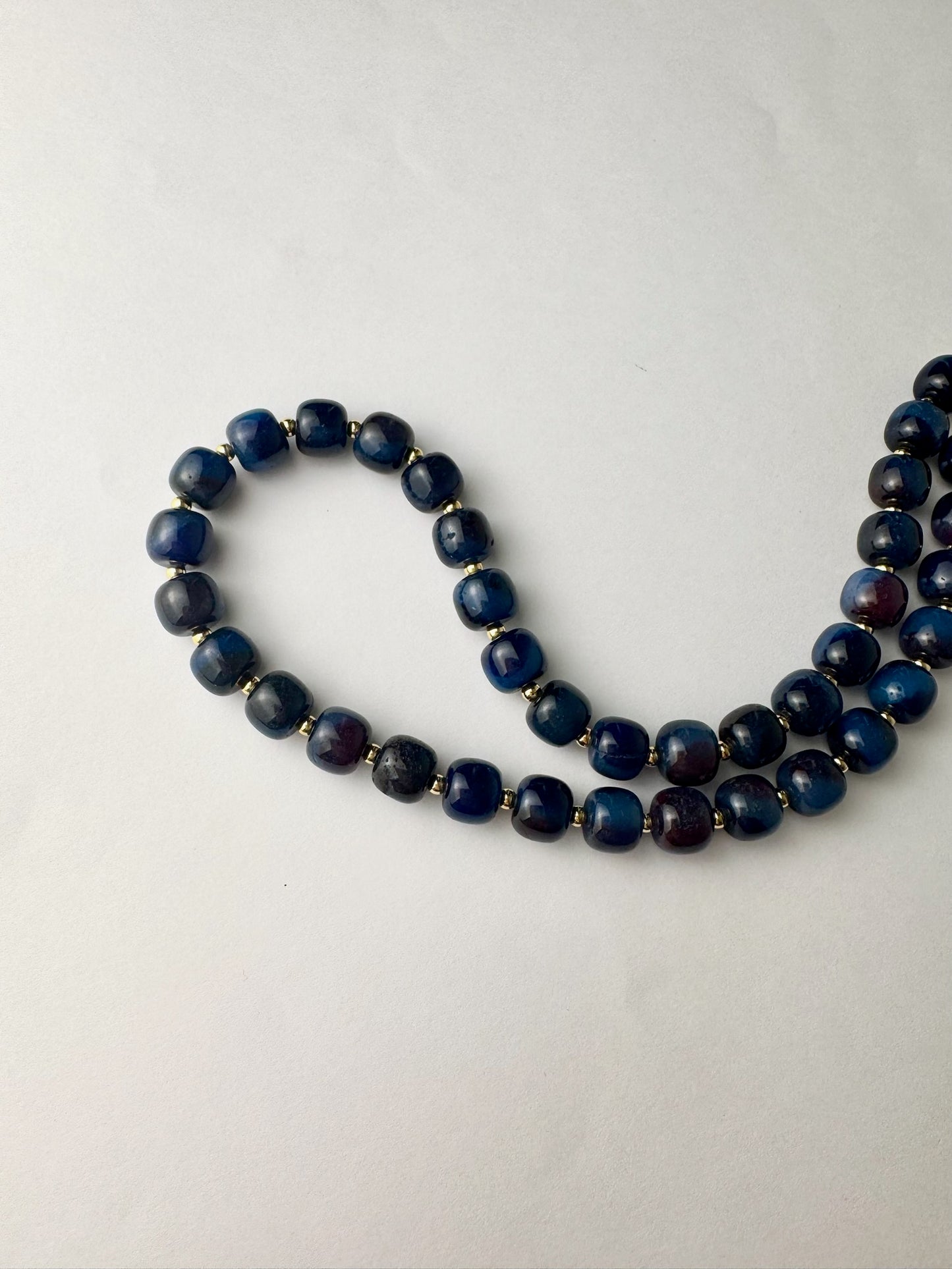 Navy Small Beaded Necklace