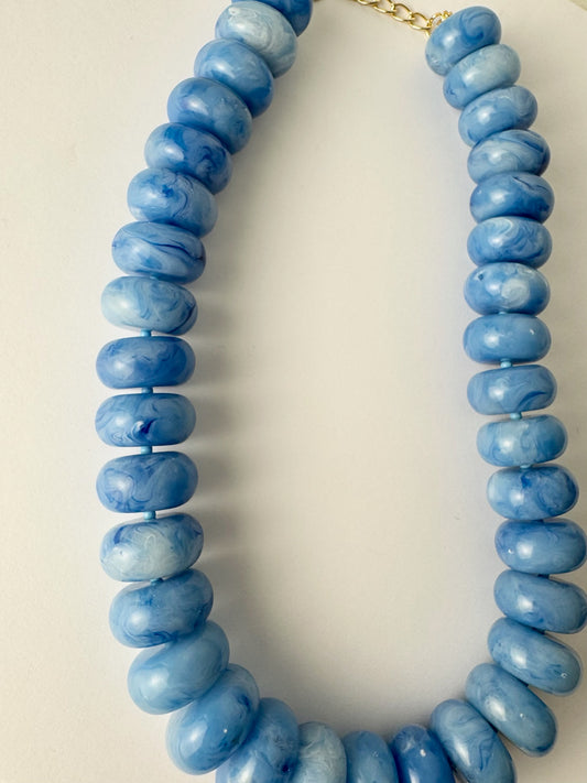 Blue Chunky Beaded Necklace