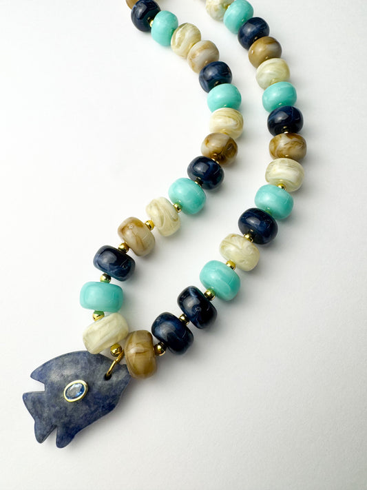 Blue Multi Fish Necklace