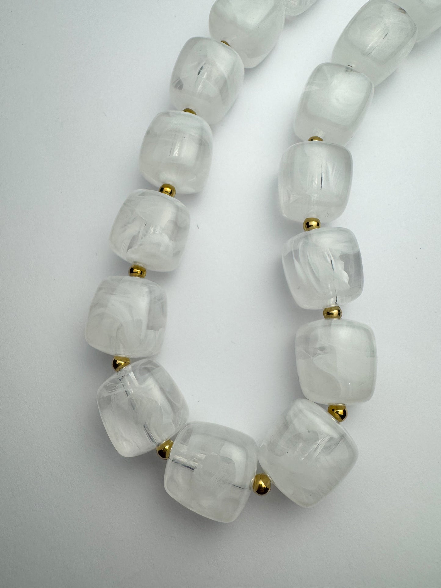 Clear Square Beaded Necklace