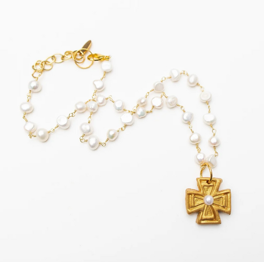 Hidden Truth- Freshwater Pearl Chain with Anna Pearl Cross