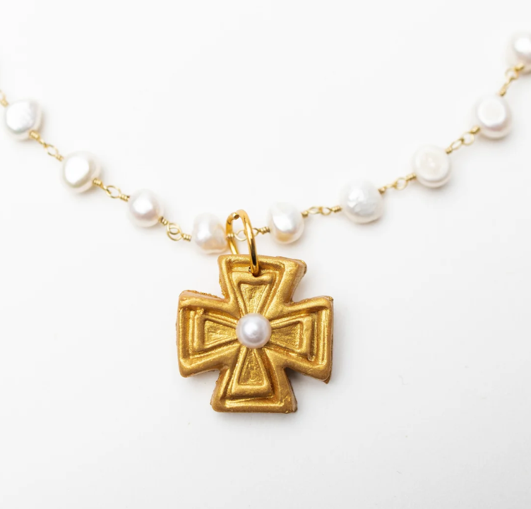 Hidden Truth- Freshwater Pearl Chain with Anna Pearl Cross