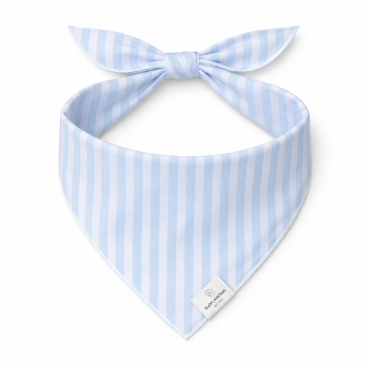 Light Blue Striped Dog Bandana: S/M